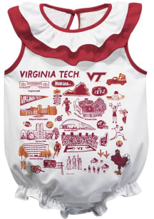 Vive La Fete Virginia Tech Hokies Baby White Impressions Ruffle Short Sleeve One Piece