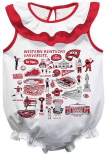 Vive La Fete Western Kentucky Hilltoppers Baby White Impressions Ruffle Short Sleeve One Piece