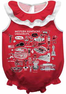 Vive La Fete Western Kentucky Hilltoppers Baby Red Impressions Ruffle Short Sleeve One Piece