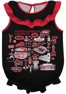 Vive La Fete Western Kentucky Hilltoppers Baby Black Impressions Ruffle Short Sleeve One Piece