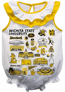 Vive La Fete Wichita State Shockers Baby White Impressions Ruffle Short Sleeve One Piece