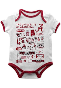Vive La Fete Alabama Crimson Tide Baby White Impressions Short Sleeve One Piece