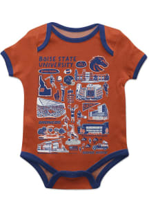 Vive La Fete Boise State Broncos Baby Orange Impressions Short Sleeve One Piece