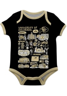 Vive La Fete Colorado Buffaloes Baby Black Impressions Short Sleeve One Piece