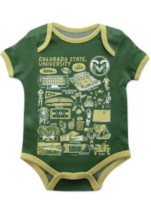 Vive La Fete Colorado State Rams Baby Green Impressions Short Sleeve One Piece