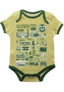 Vive La Fete Colorado State Rams Baby Green Impressions Classic Short Sleeve One Piece