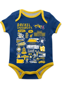 Vive La Fete Drexel Dragons Baby Blue Impressions Short Sleeve One Piece