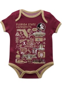 Vive La Fete Florida State Seminoles Baby Red Impressions Short Sleeve One Piece