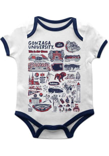 Vive La Fete Gonzaga Bulldogs Baby White Impressions Short Sleeve One Piece