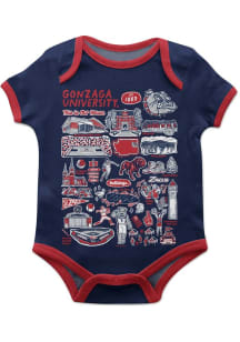 Vive La Fete Gonzaga Bulldogs Baby Blue Impressions Short Sleeve One Piece