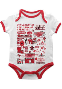 Vive La Fete Louisiana Ragin' Cajuns Baby White Impressions Short Sleeve One Piece