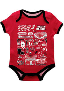 Vive La Fete Louisiana Ragin' Cajuns Baby Red Impressions Short Sleeve One Piece