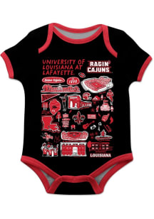 Vive La Fete Louisiana Ragin' Cajuns Baby Black Impressions Short Sleeve One Piece