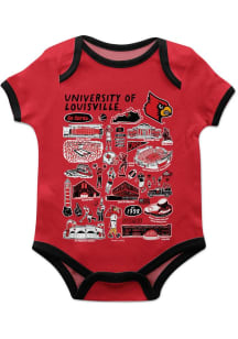 Vive La Fete Louisville Cardinals Baby Red Impressions Short Sleeve One Piece
