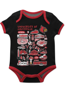 Vive La Fete Louisville Cardinals Baby Black Impressions Short Sleeve One Piece