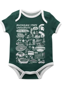 Baby Michigan State Spartans Green Vive La Fete Impressions Short Sleeve One Piece
