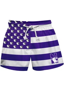 Northwestern Wildcats Youth Purple Flag Swim Trunks