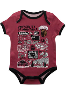 Vive La Fete Montana Grizzlies Baby Maroon Impressions Short Sleeve One Piece