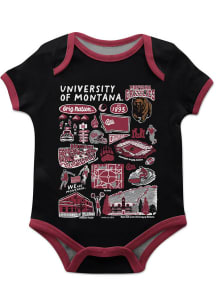 Vive La Fete Montana Grizzlies Baby Black Impressions Short Sleeve One Piece