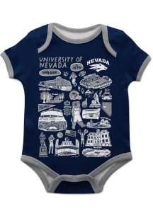 Vive La Fete Nevada Wolf Pack Baby Navy Blue Impressions Short Sleeve One Piece