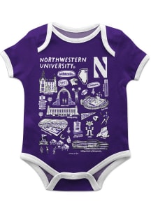 Vive La Fete Northwestern Wildcats Baby Purple Impressions Short Sleeve One Piece