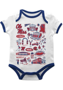 Vive La Fete Ole Miss Rebels Baby White Impressions Short Sleeve One Piece