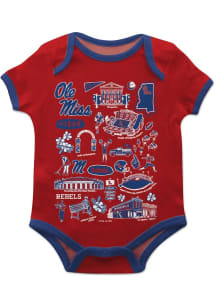 Vive La Fete Ole Miss Rebels Baby Red Impressions Short Sleeve One Piece