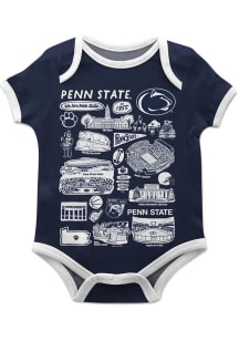 Baby Penn State Nittany Lions Navy Blue Vive La Fete Impressions Short Sleeve One Piece