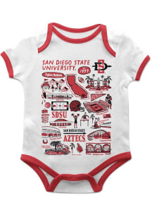 Vive La Fete San Diego State Aztecs Baby White Impressions Short Sleeve One Piece