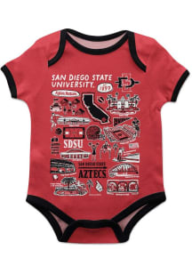 Vive La Fete San Diego State Aztecs Baby Red Impressions Short Sleeve One Piece