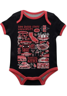 Vive La Fete San Diego State Aztecs Baby Black Impressions Short Sleeve One Piece