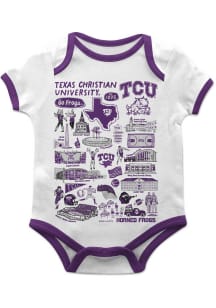 Vive La Fete TCU Horned Frogs Baby White Impressions Short Sleeve One Piece