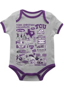 Vive La Fete TCU Horned Frogs Baby Grey Impressions Short Sleeve One Piece