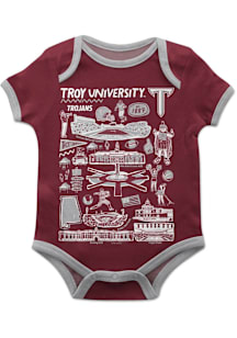 Vive La Fete Troy Trojans Baby Maroon Impressions Short Sleeve One Piece