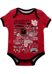 Vive La Fete Utah Utes Baby Red Impressions Short Sleeve One Piece