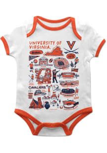 Vive La Fete Virginia Cavaliers Baby White Impressions Short Sleeve One Piece