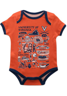 Vive La Fete Virginia Cavaliers Baby Orange Impressions Short Sleeve One Piece