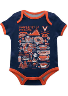 Vive La Fete Virginia Cavaliers Baby Navy Blue Impressions Short Sleeve One Piece