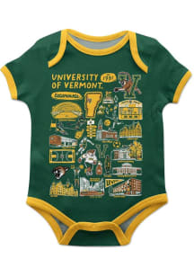 Vive La Fete Vermont Catamounts Baby White Impressions Classic Short Sleeve One Piece