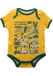 Vive La Fete Vermont Catamounts Baby Gold Impressions Short Sleeve One Piece