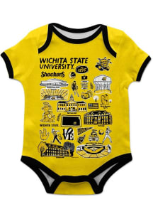 Vive La Fete Wichita State Shockers Baby Yellow Impressions Short Sleeve One Piece
