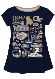 Vive La Fete GA Tech Yellow Jackets Infant Girls Impressions Short Sleeve T-Shirt Navy Blue