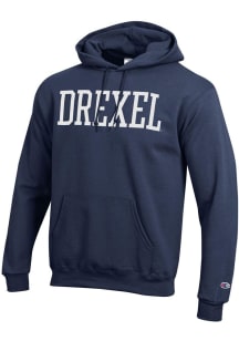 Mens Drexel Dragons Navy Blue Champion Straight Powerblend Hooded Sweatshirt