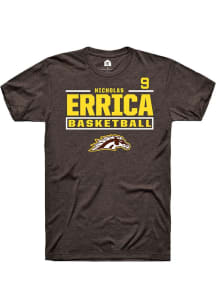 Nicholas Errica Rally Mens Brown Western Michigan Broncos NIL Stacked Box Player T Shirt