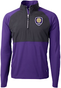 Cutter and Buck Orlando City SC Mens Purple Adapt Eco Hybrid Long Sleeve Qtr Zip Pullover
