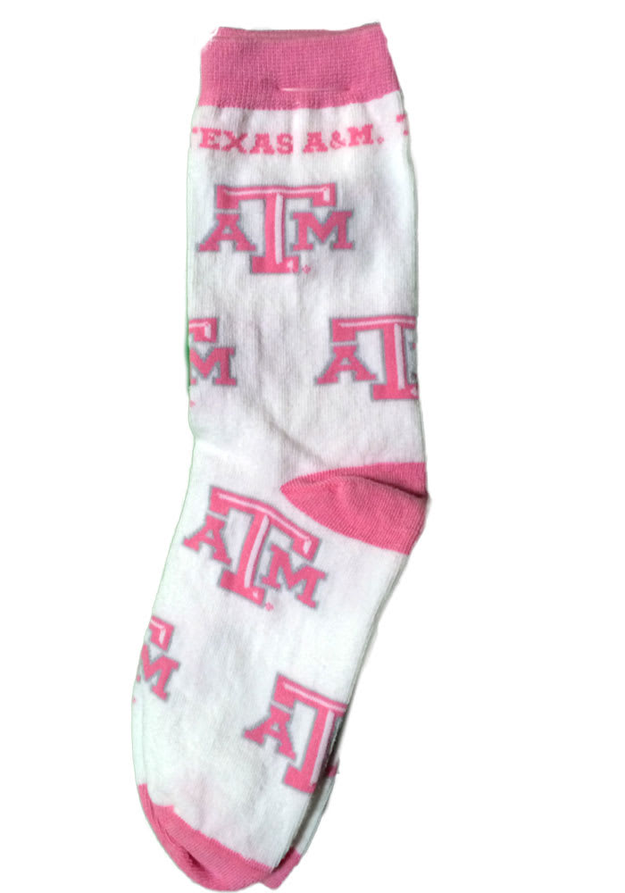 Texas A&M Aggies Pink Allover Logo Youth Quarter Socks