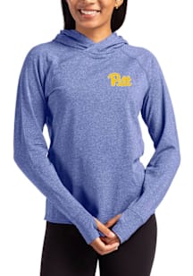 Cutter and Buck Pitt Panthers Womens Blue Adapt Knit Hood Hooded Sweatshirt