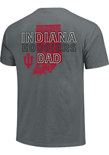 Indiana Hoosiers Charcoal Dad State Outline Short Sleeve T Shirt