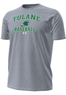 Under Armour Tulane Green Wave Grey Baseball Performance Short Sleeve T Shirt