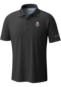 Mens Purdue Boilermakers Black Columbia Heat Seal Low Drag Offshore Short Sleeve Polo Shirt